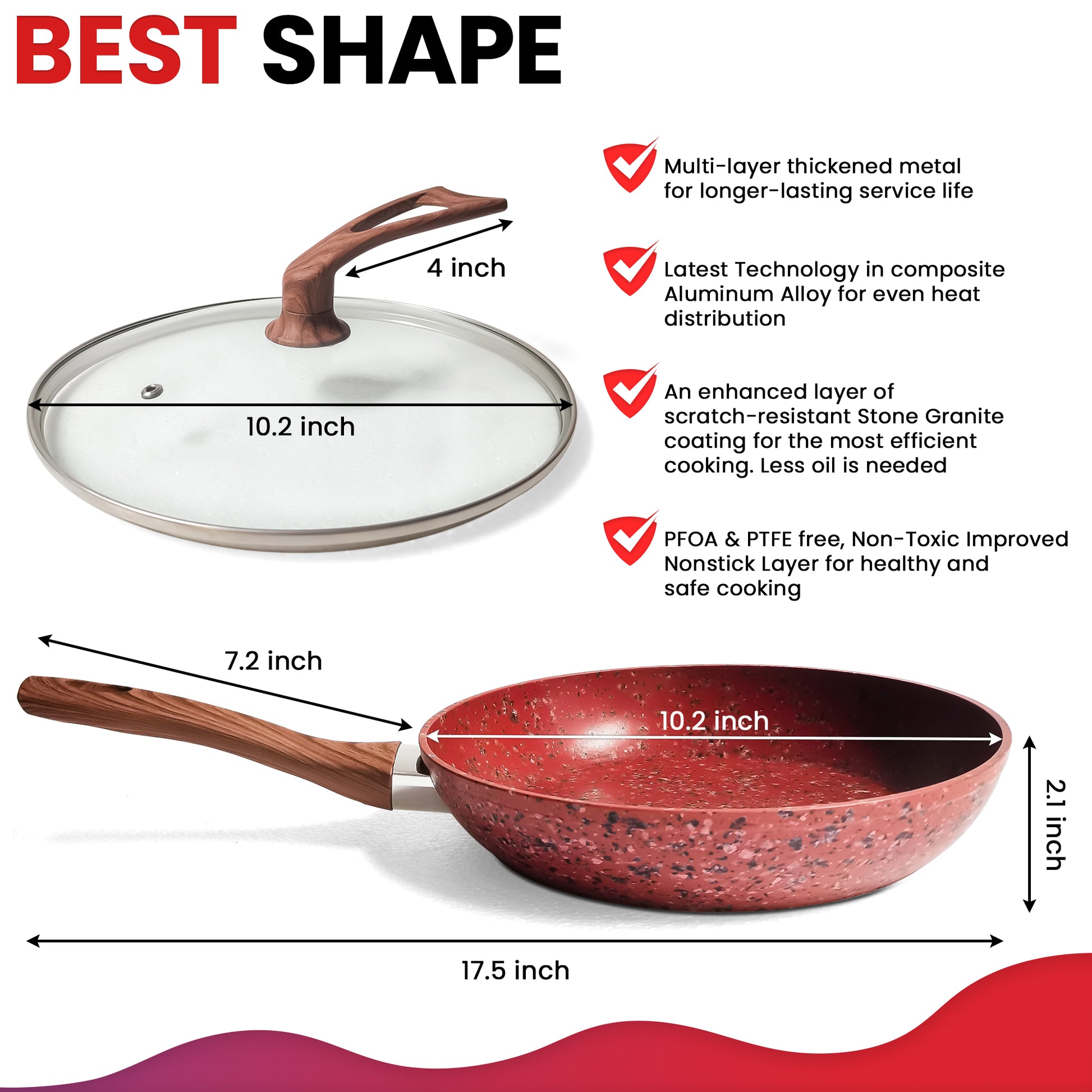 Cookware | CasaFoyer 10-Inch Frying Pan with Deluxe Copper Granite Stone Non-stick Coating- With Lid | casafoyer.myshopify.com