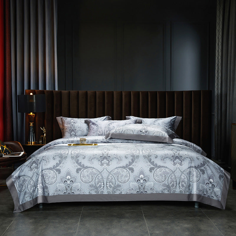 Bed Linen | CasaFoyer 140TC Cotton Satin Digital Printed Four-piece Bedding Set | casafoyer.myshopify.com