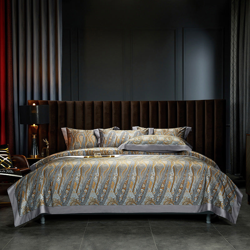 Bed Linen | CasaFoyer 140TC Cotton Satin Digital Printed Four-piece Bedding Set | casafoyer.myshopify.com