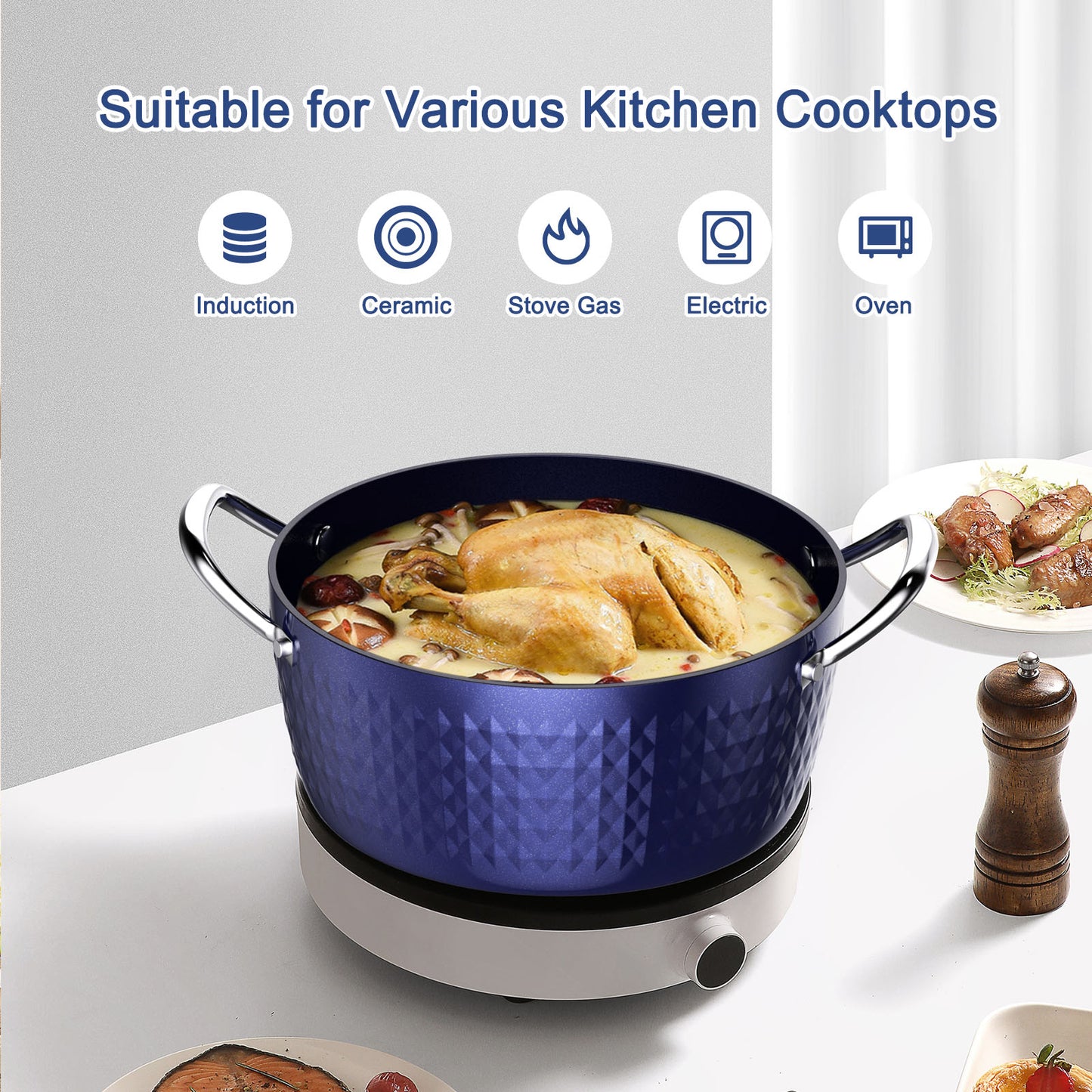 Cookware | CasaFoyer 24cm Induction Casserole Dish with Lid - 2.2L Non-Stick Stock Pot | casafoyer.myshopify.com