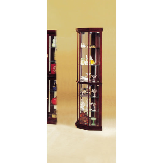 CasaFoyer KD Corner Curio Cabinet - 4 Glass Doors, 6 Tiers, Sturdy Wooden Frame, Clear Glass Shelves, Reflective Mirror Back Panel