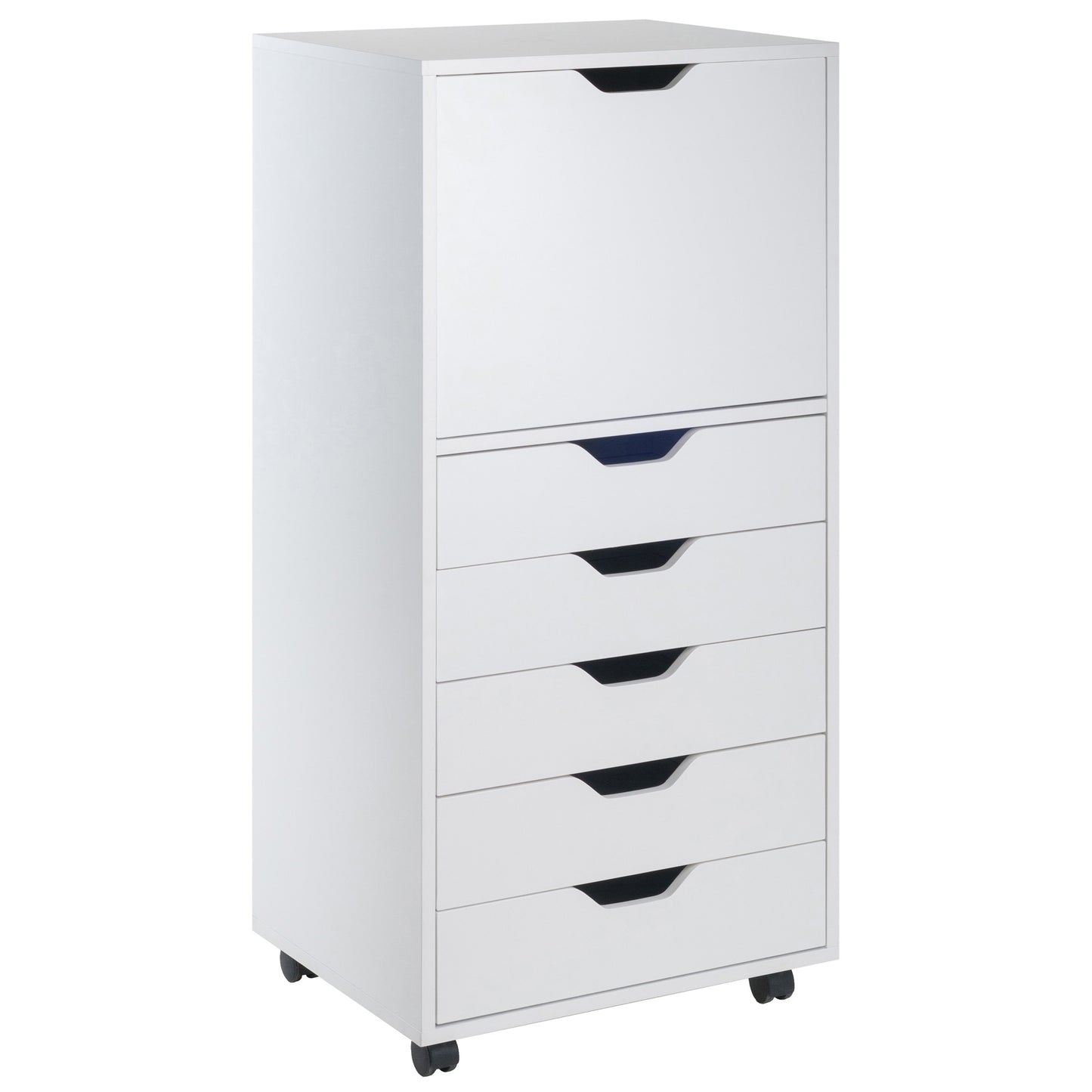 CasaFoyer Wood Halifax 5-Drawer High Cabinet - Versatile Storage Solution for Home - Easy-Open Drawers - Sturdy & Stylish - White Finish - 41.4"H x 19.2"W x 15.9"D
