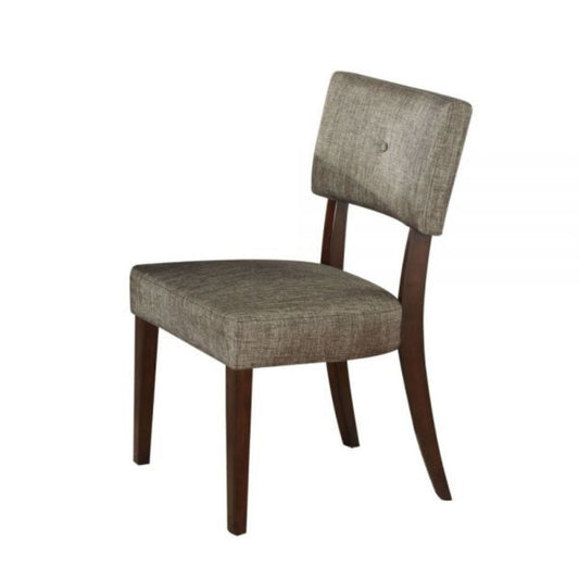 CasaFoyer KD Armless Chair - Dark Gray Fabric, Padded Seat & Back, Button-Tufted Backrest, Sturdy Wooden Legs - 45x45mm Solid Wood, Espresso Finish