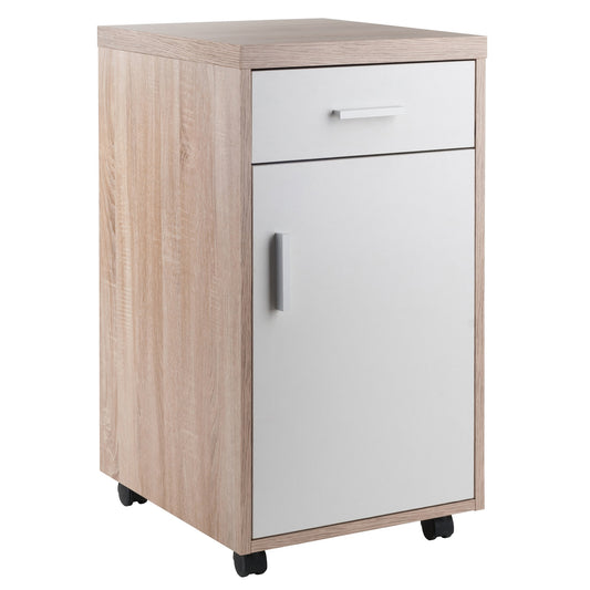 CasaFoyer Kenner Storage Mobile Cabinet - Versatile, Contemporary Design, Easy Mobility, Reclaimed Wood Finish, Linen White Facings, 1-Drawer, Locking Casters