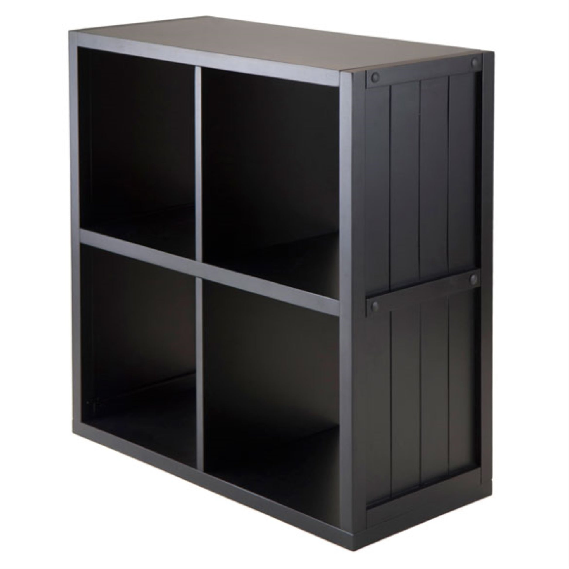 CasaFoyer Timothy Collection 2x2 Wooden Shelving Unit - Black, 25.6"W x 11.8"D x 27"H, Storage for Pictures, Books, and More