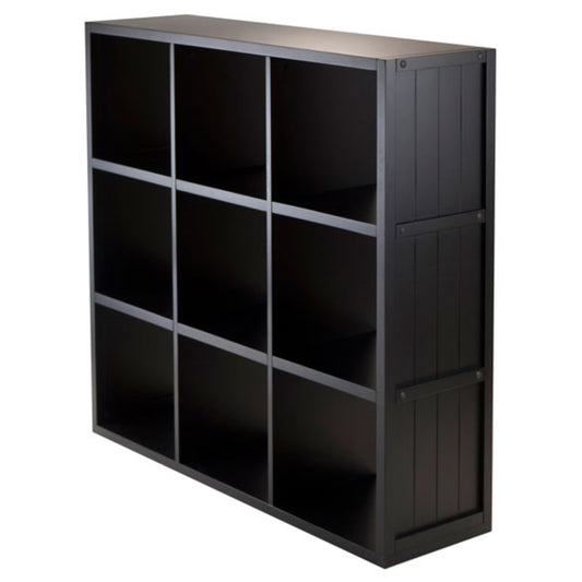 CasaFoyer Timothy Collection 3x3 Shelving Unit - Black, Composite Wood, 37.75"W x 11.8"D x 40"H, Ample Storage, Versatile, Easy Assembly