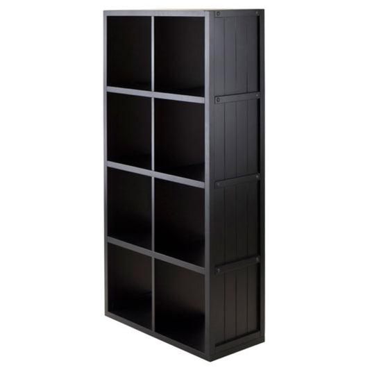 CasaFoyer Timothy Collection 4x2 Shelving Unit - Modern Design, Black Finish, Ample Storage Space, Composite Wood, Easy Assembly - 25.6"W x 11.68"D x 53.1"H