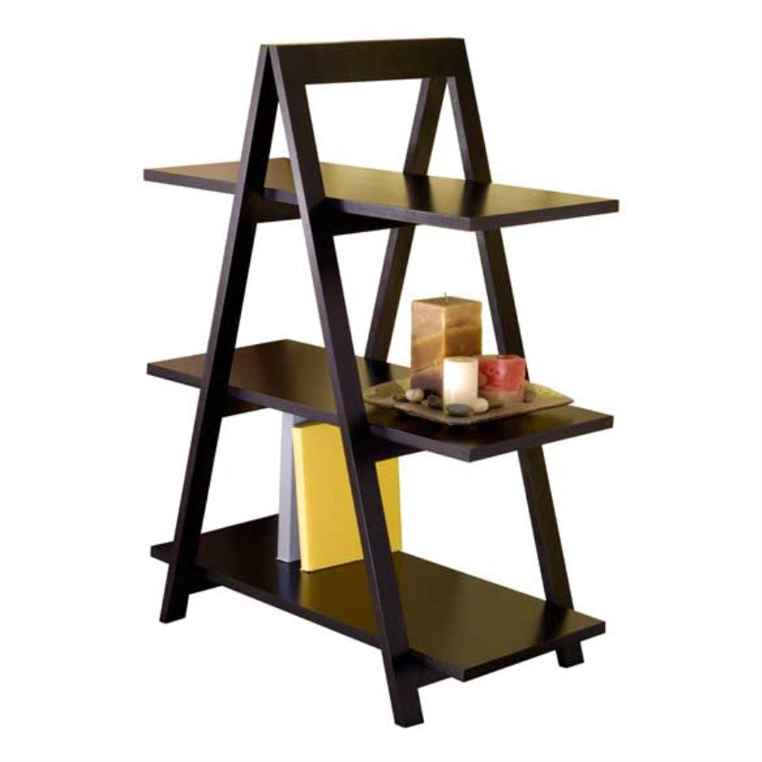 CasaFoyer Contemporary Aaron A-Frame Shelf - 30.1" Width, 12.1" Depth - Solid Wood Frame - 3-Tier Design - 50 lbs Load Capacity - Sleek Black Finish