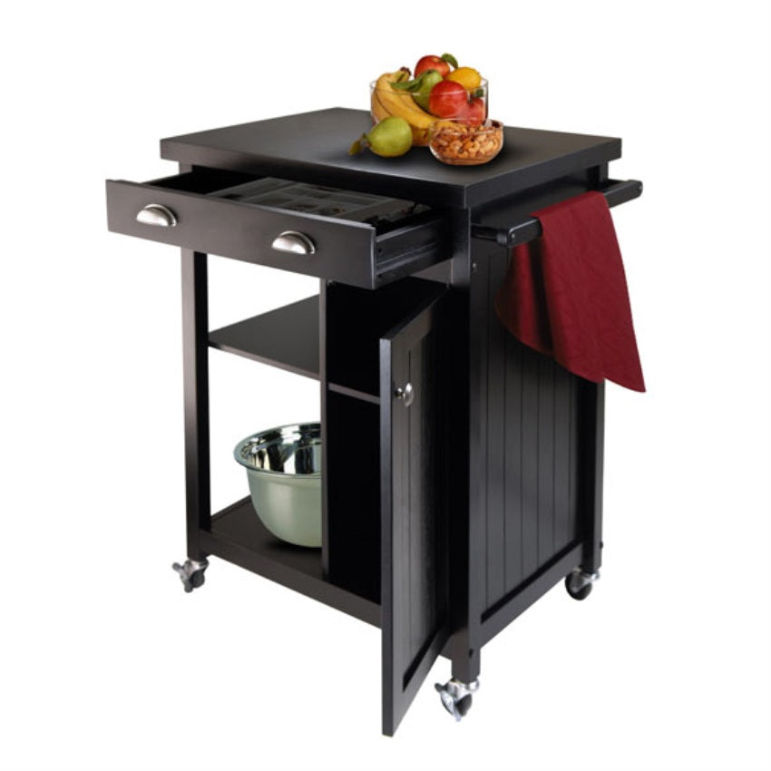 CasaFoyer Timber Kitchen Cart - Versatile, Black Finish, Extra Counter Space, Storage, Easy Assembly - 27.76" W x 19.37" D x 34.02" H