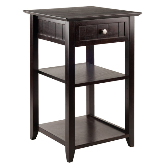 CasaFoyer Wood Burke Home Office Printer Stand - Cottage Style Design, Adjustable Center Shelf, Ample Storage Space, Dark Coffee Finish - 19.84"W x 19.84"D x 31.1"H