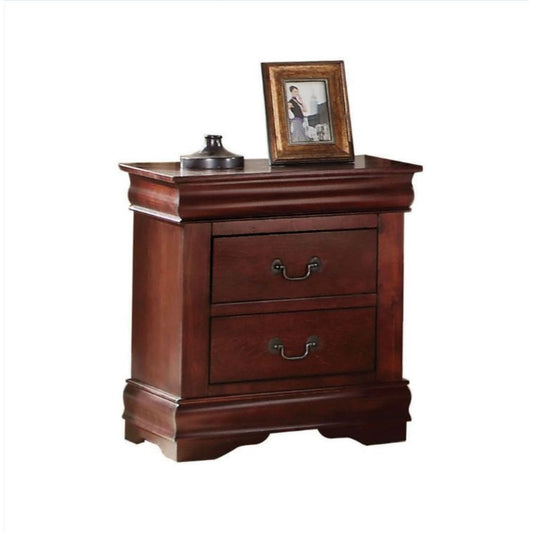 CasaFoyer 2-Drawer Cabinet with Kenlin Glide System, French Back Design, Antique Brass Handles - 11x12x4 Inches - Cherry Finish