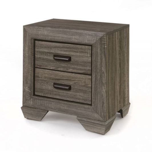 CasaFoyer 2-Drawer Shaker Style Cabinet with Metal Glide System - Smooth Opening & Closing, English Design, No Felt Lining, MDF Construction, Weathered Gray Grain