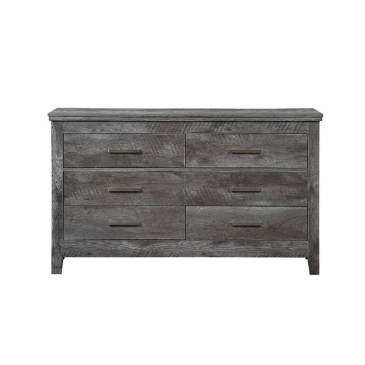 CasaFoyer 6-Drawer Cabinet with Undermount Glide System, English Dovetail Joints, Veneer Lining, and Safety Stops - Rustic Gray Oak