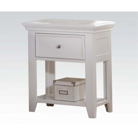 CasaFoyer Rectangular Leg Table with Drawer, Raised Paneling, English Dovetail Glides, Metal Knob, Open Shelf, Wooden Tapered Legs