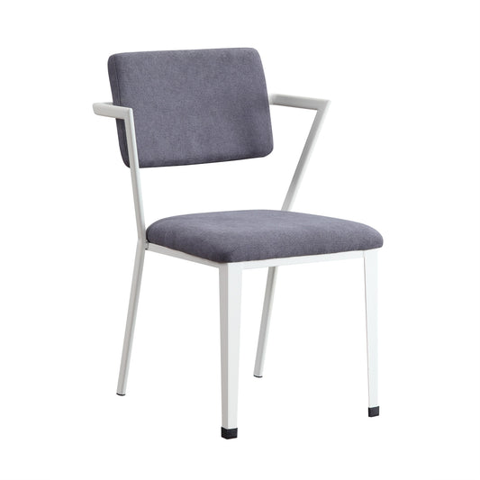 CasaFoyer KD Chair - Stationary Seat with High Back, Metal Frame, Padded Cushion, Open Back, Gray Fabric & White