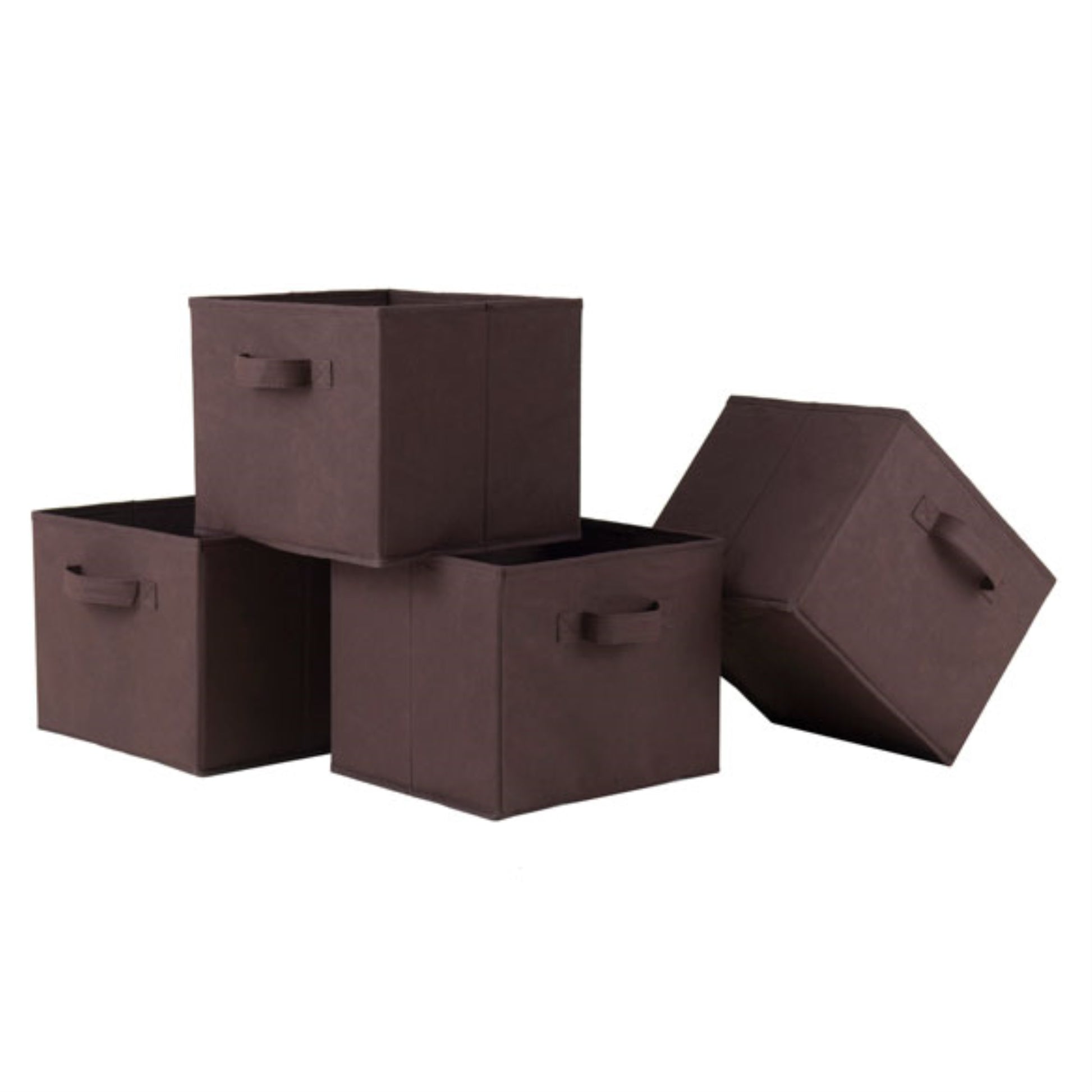 CasaFoyer Wood Capri Folding Fabric Baskets - Durable & Versatile Organizer for Bedroom, Closet, and Home Office - 10.06" x 10.97" x 9" - Chocolate Brown