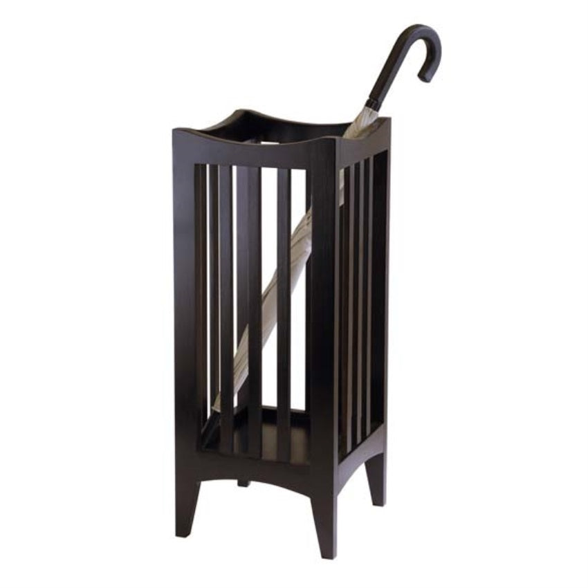 CasaFoyer Portland Umbrella Stand - Modern Slatted Wood Design, Water-Resistant Lacquer Finish, Easy Assembly - 11.02" W x 11.02" D x 26.77" H