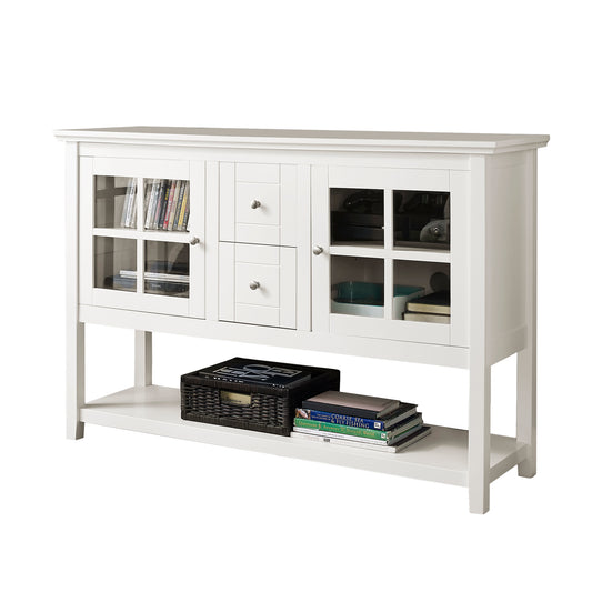 CasaFoyer Versatile and Stylish 55" Console Table with Adjustable Shelves and Storage Drawers - Ideal for Entertainment, Dining, and Decor - High-Grade MDF - White