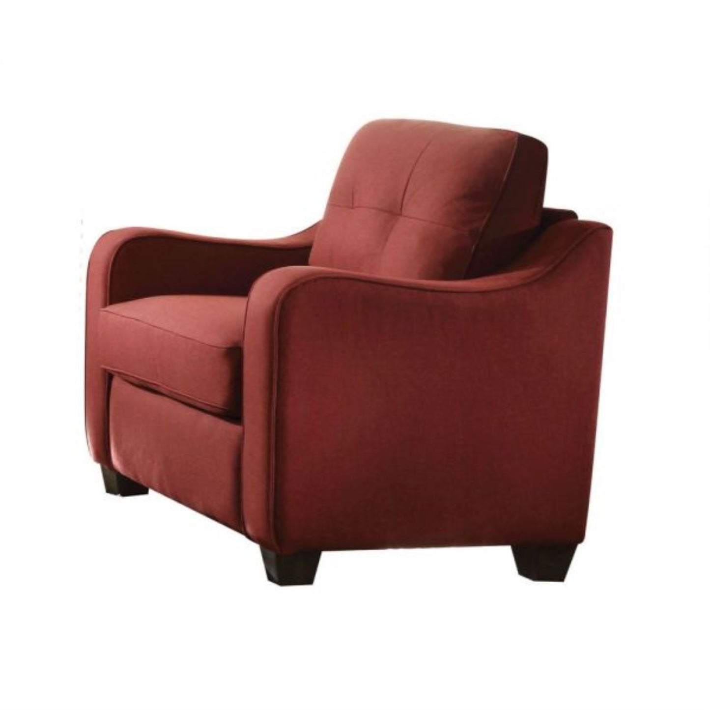 CasaFoyer KD, NO Pillows - Buttonless Tufted Box Cushion Backrest Chair with Loose Cushions, Wood & Foam Frame, Sloped Track Armrests, Dark Oak Legs - Linen Fabric, Solid Pattern - CasaFoyer
