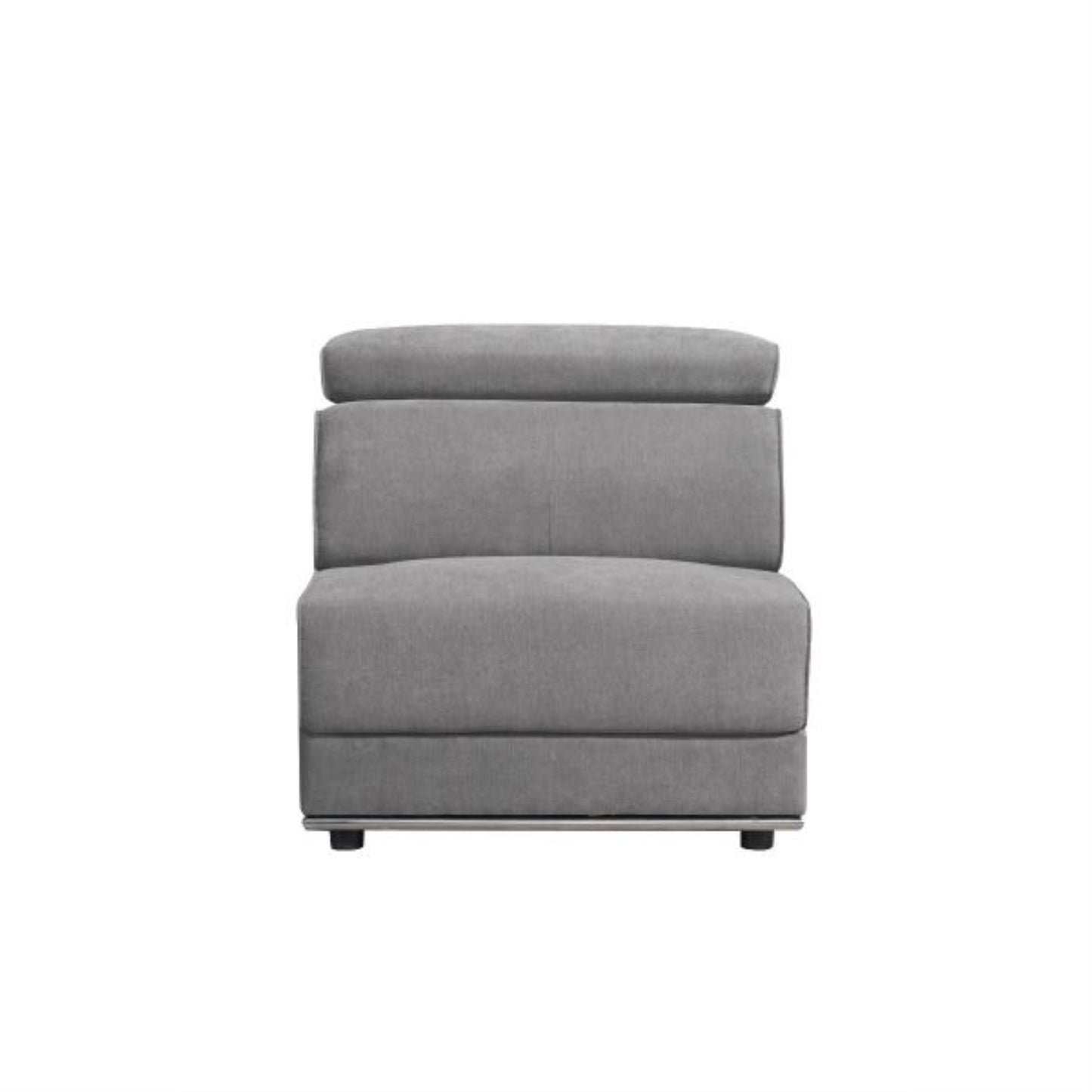 CasaFoyer Modular Armless Chair with Adjustable Headrest - Dark Gray Fabric, Foam Filling, Tight Back and Seat Cushion
