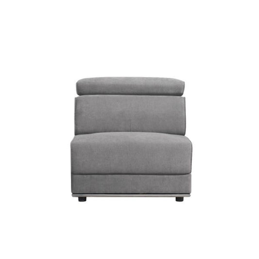 CasaFoyer Modular Armless Chair with Adjustable Headrest - Dark Gray Fabric, Foam Filling, Tight Back and Seat Cushion