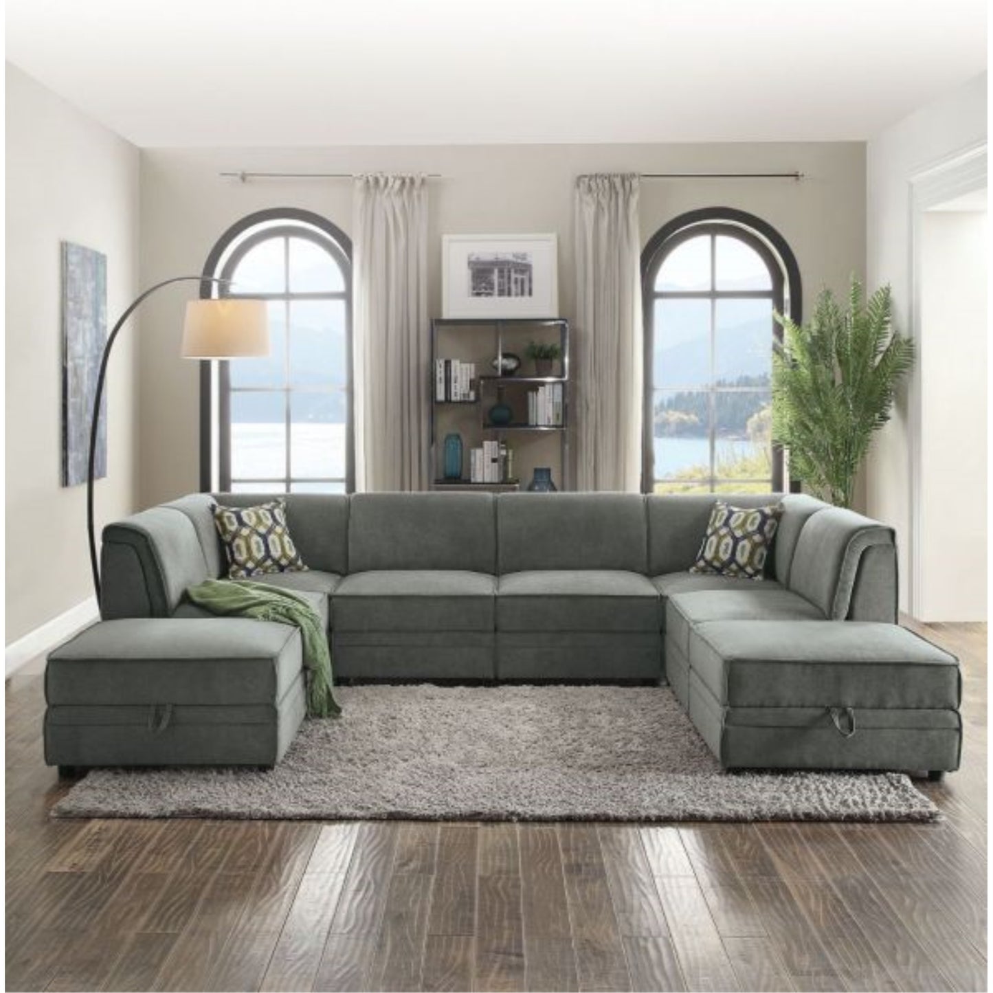 CasaFoyer Modular Armless Chair in Gray Velvet with Cushioned Backrest and Seat, Pocket Coil Construction, Wood and Foam Frame, Black Plastic Legs - Elegant and Durable