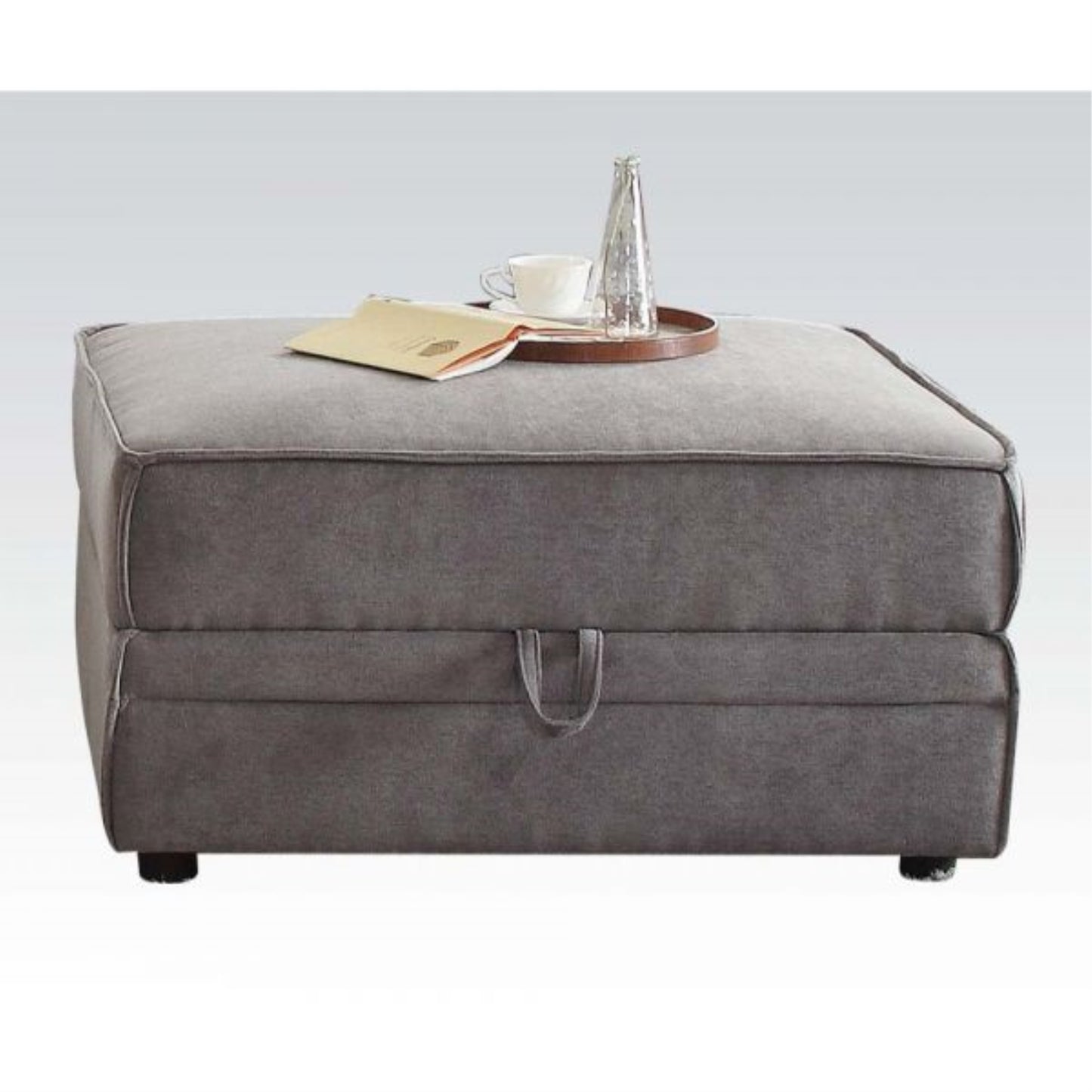 CasaFoyer Rectangular Ottoman with Storage - Stylish and Functional Gray Velvet Furniture with Lift Lid-Seat and Safety Hinge. Ideal for Extra Storage.