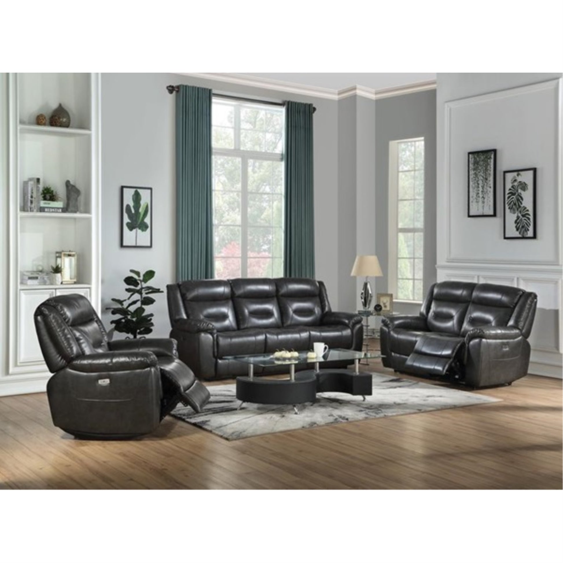 CasaFoyer KD Back Power Motion Reclining Function Tight Back & Seat Cushion (1+1) - Stylish & Comfortable Furniture with USB Charging Dock & Tufted Design