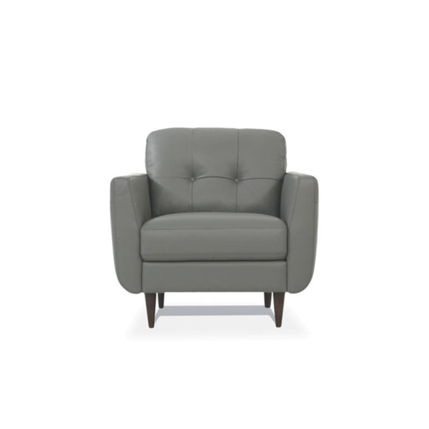 CasaFoyer Stable and Stylish Wooden Frame Chair with Button Tufted Design and Flared Armrests - Dark Walnut Legs - Comfortable and Elegant - Leather - No Pillow