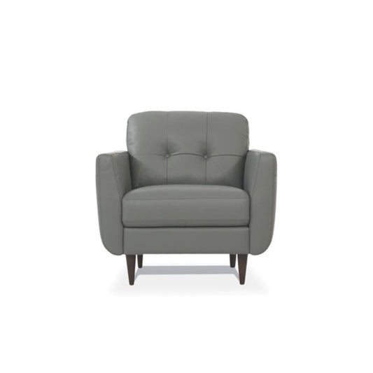 CasaFoyer Stable and Stylish Wooden Frame Chair with Button Tufted Design and Flared Armrests - Dark Walnut Legs - Comfortable and Elegant - Leather - No Pillow