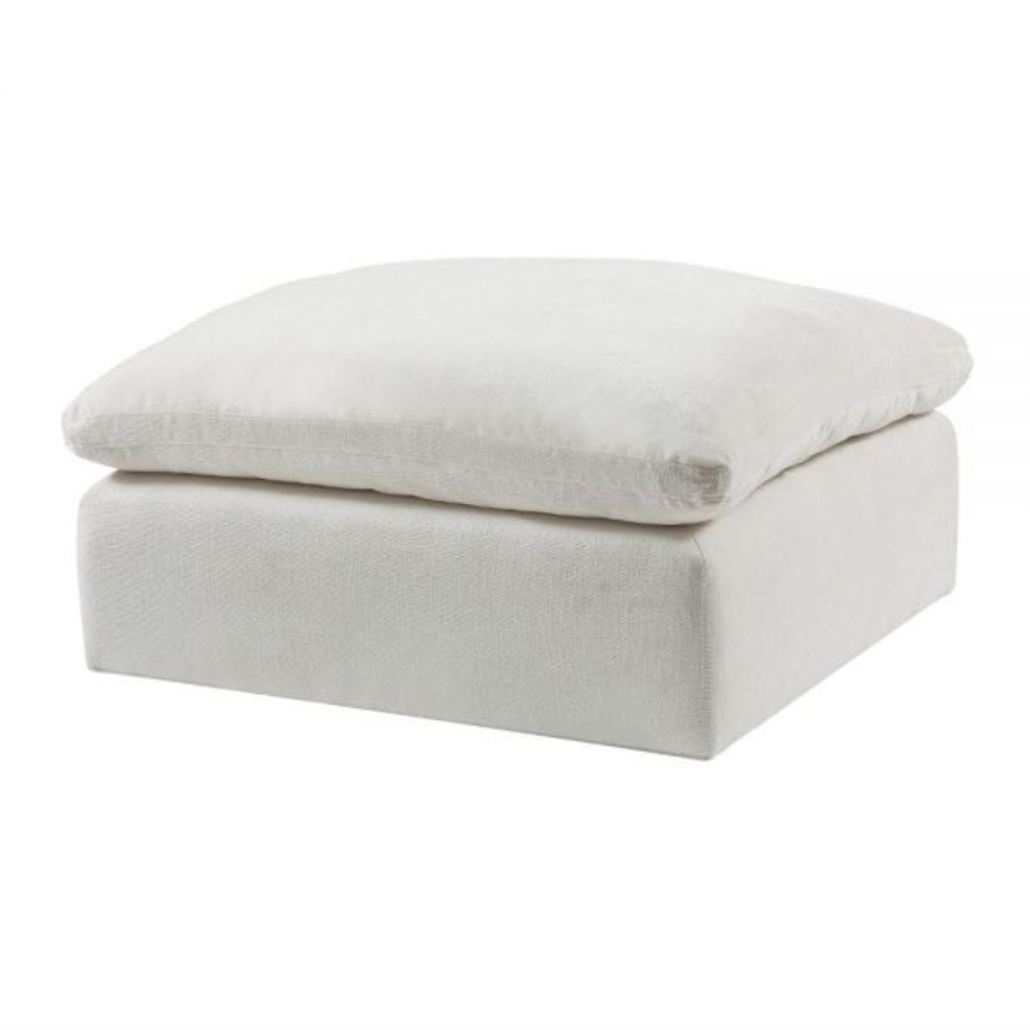 CasaFoyer Armless Backless Chair with Down Feather and Foam Seat, Wooden Frame, Linen Upholstery - Ivory, Solid Pattern (Pillow Not Included)