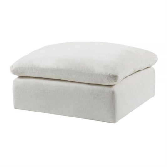 CasaFoyer Armless Backless Chair with Down Feather and Foam Seat, Wooden Frame, Linen Upholstery - Ivory, Solid Pattern (Pillow Not Included)