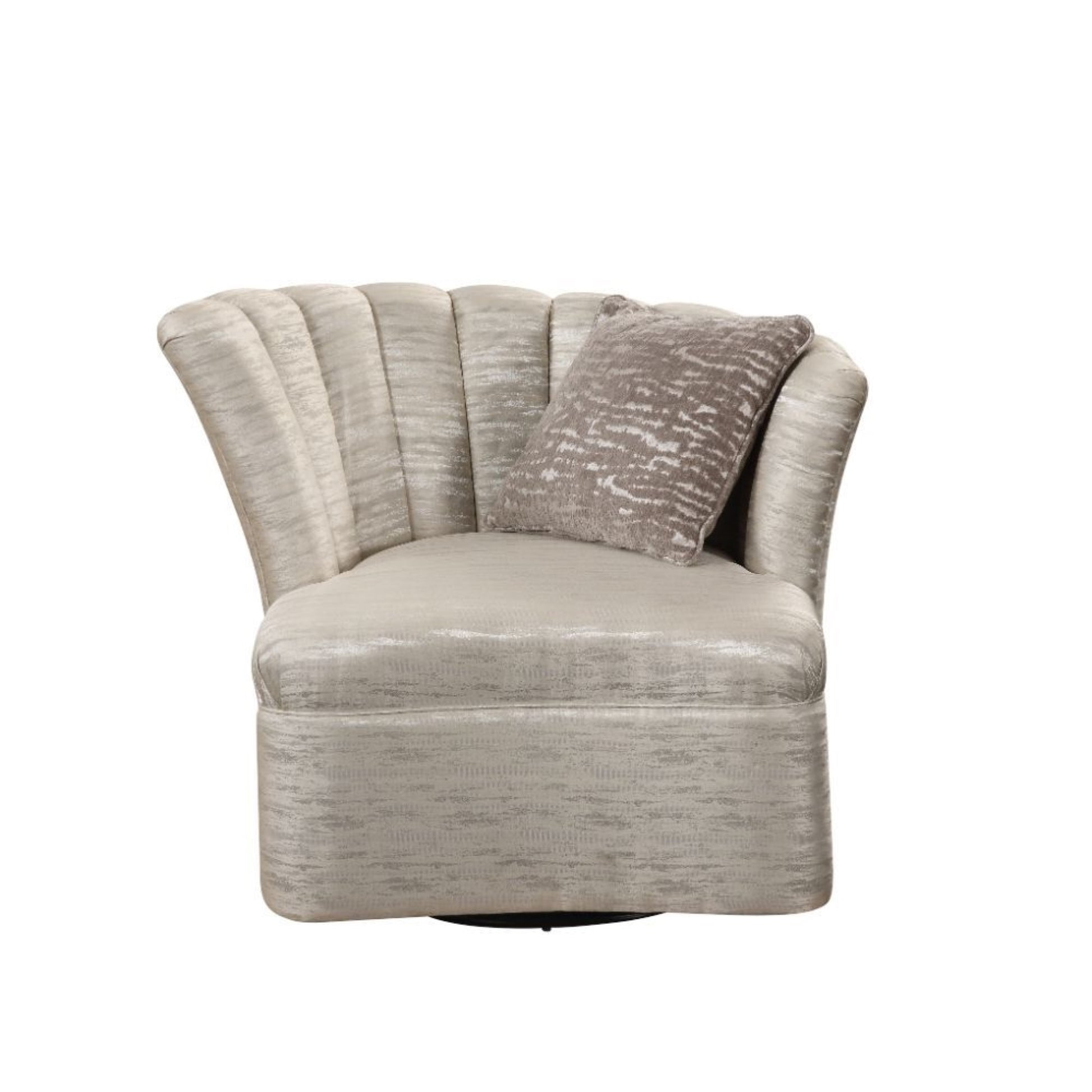 CasaFoyer Stylish and Comfortable Swivel Chair with Channeled Tufted Design, Wood Frame, and Multi-Tone Fabric Upholstery