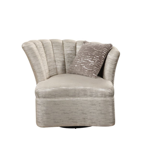 CasaFoyer Stylish and Comfortable Swivel Chair with Channeled Tufted Design, Wood Frame, and Multi-Tone Fabric Upholstery