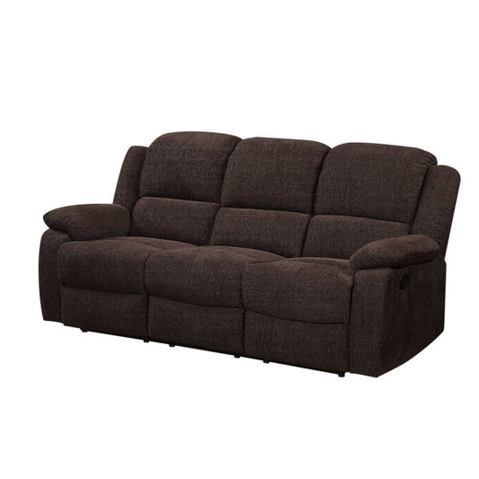 CasaFoyer KD Back Motion Reclining Sofa with Drop-Down Table, Pocket Coil Cushion, Chenille Upholstery - Brown