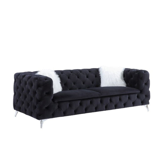 CasaFoyer Luxurious Faux Fur Throw Pillows Set - High-Quality Foam Seating - Modern Metal Legs - Button Tufted Design - Plush & Cozy - Elegant & Comfortable