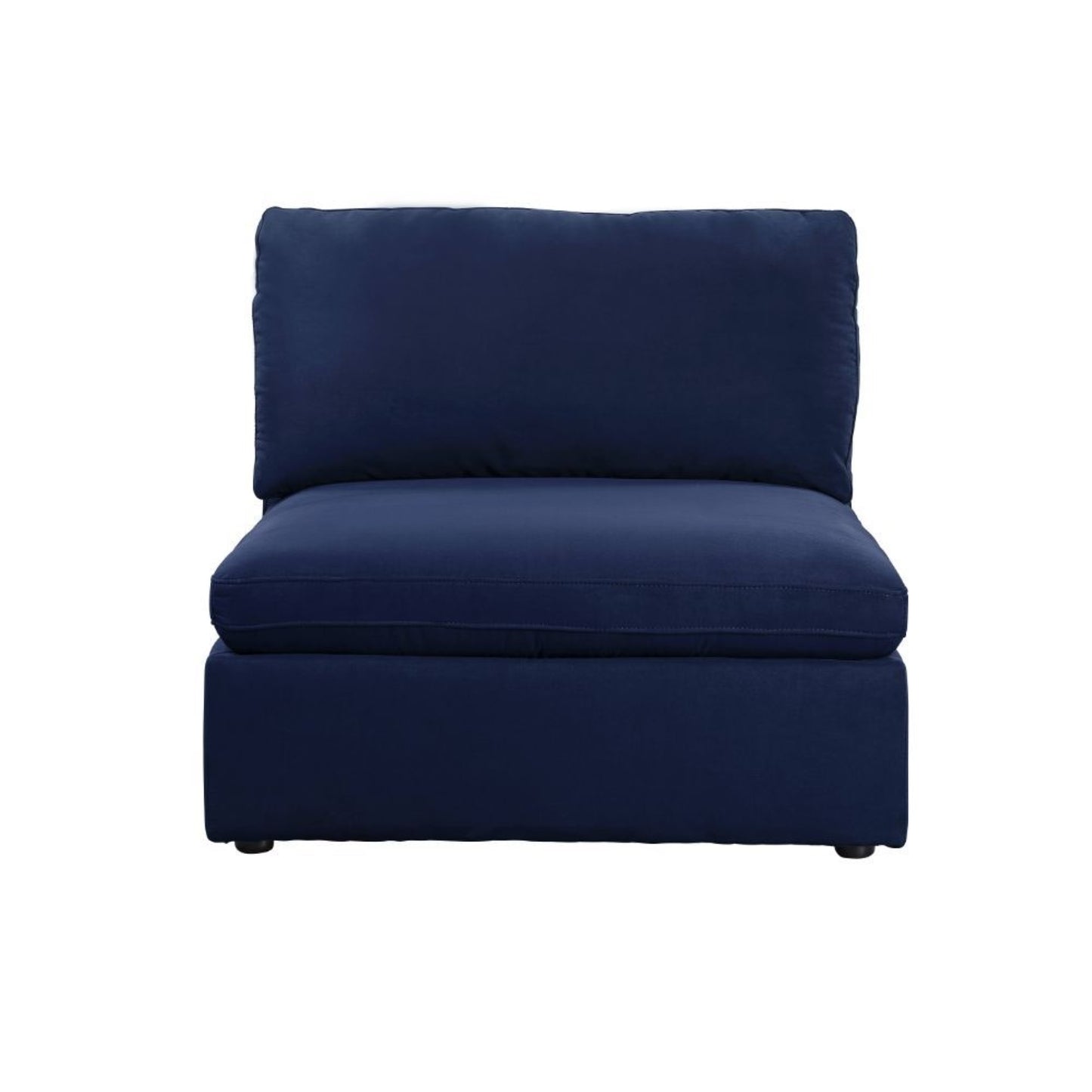 CasaFoyer Modular Armless Chair (Stationary) - Reversible L/U Shape, Pocket Coil Cushion, S-Spring, Wood Frame, Foam Cushioning, Plastic Leg, Blue Fabric