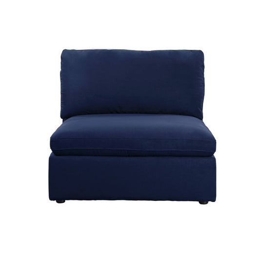 CasaFoyer Modular Armless Chair (Stationary) - Reversible L/U Shape, Pocket Coil Cushion, S-Spring, Wood Frame, Foam Cushioning, Plastic Leg, Blue Fabric