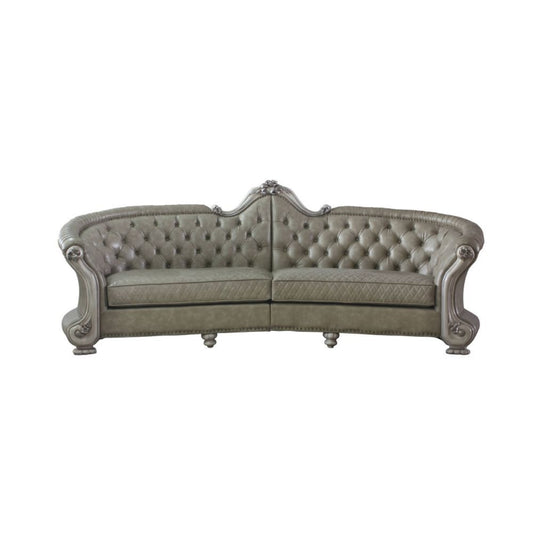 CasaFoyer Dresden Vintage Bone White Sofa with Matching Occasional Table - Hand-Crafted, Elegant, and Regal Furniture for Your Living Room