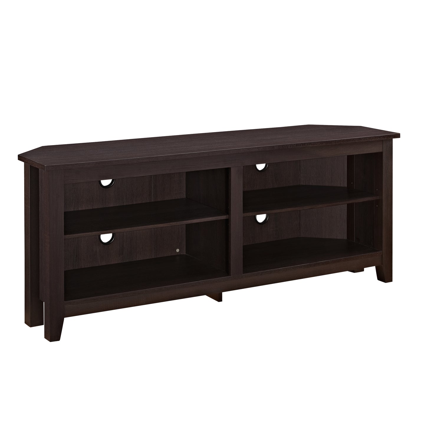 CasaFoyer 60" Corner Wood Media Stand - Elegant & Space-Saving TV Console with Adjustable Shelves & Cable Management - High-Grade MDF - Espresso