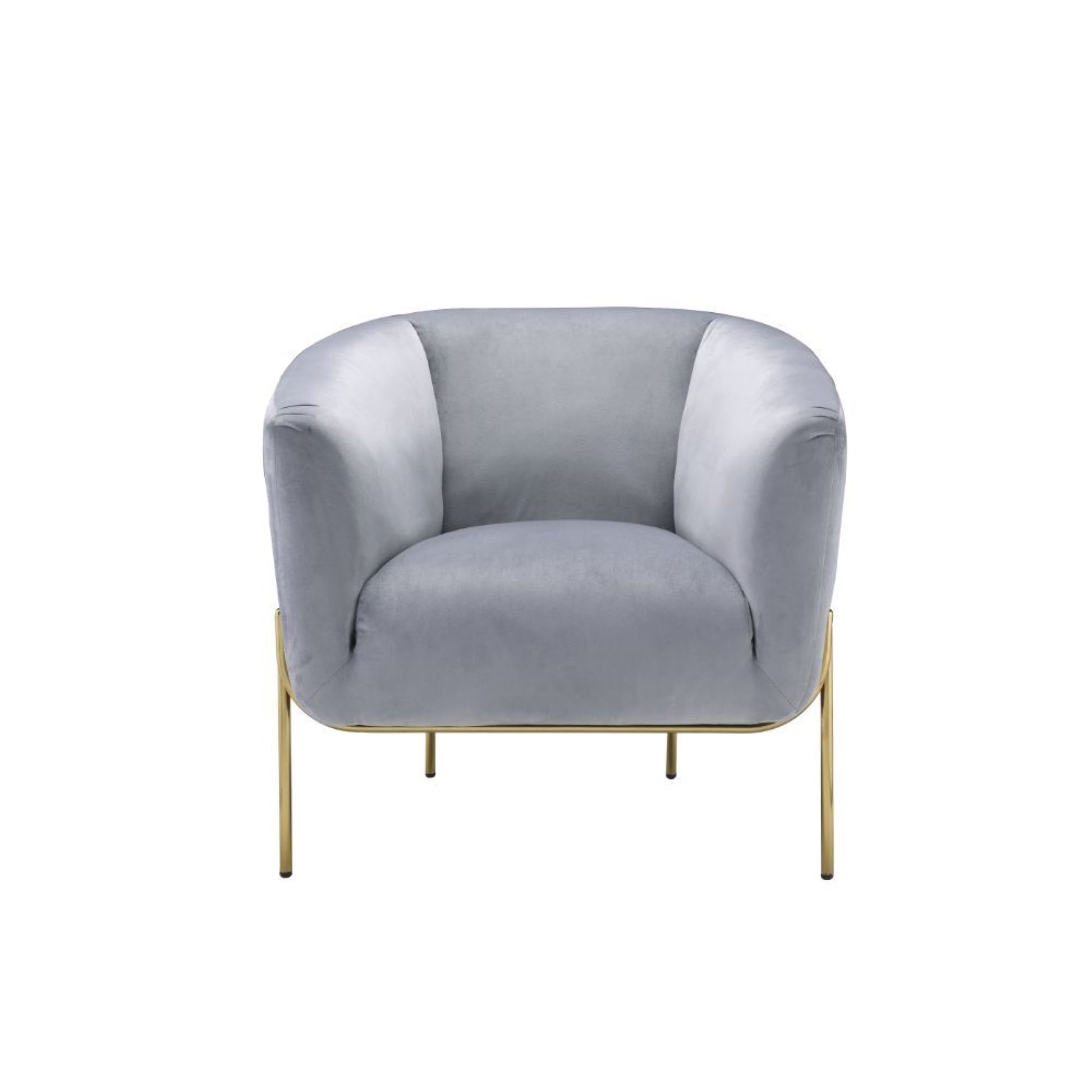 CasaFoyer Carlson Accent Chair - Velvet Upholstery, Gold Legs, Barrel Backrest - Elegant and Comfortable Seating for Modern Homes
