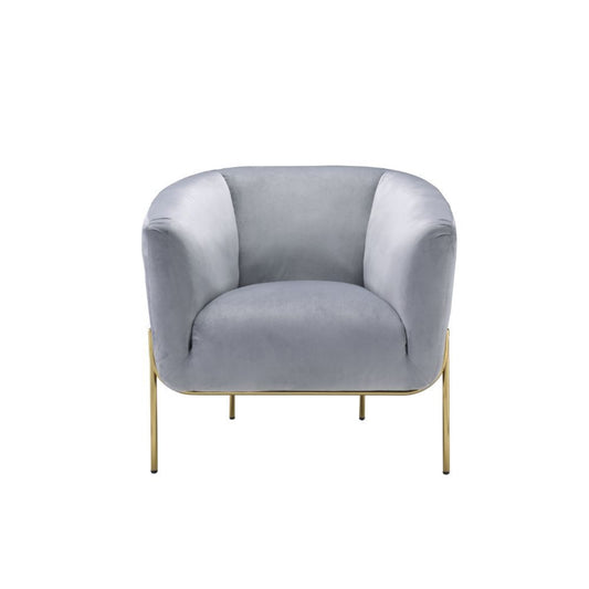 CasaFoyer Carlson Accent Chair - Velvet Upholstery, Gold Legs, Barrel Backrest - Elegant and Comfortable Seating for Modern Homes