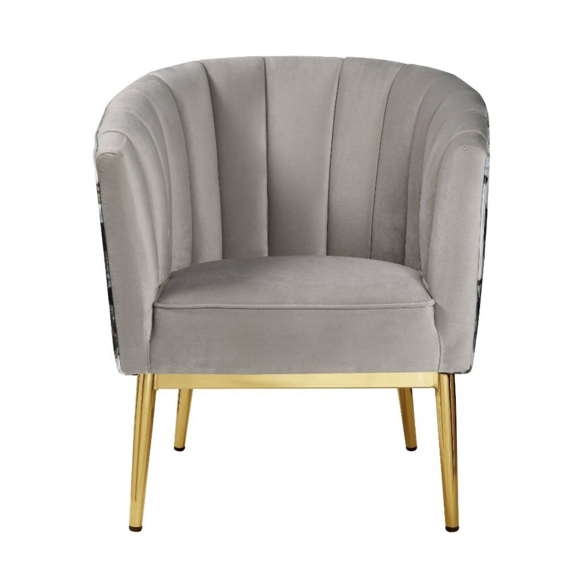 CasaFoyer "Colla Floral Velvet Accent Chair - Contemporary Style, Channel Tufting, Barrel Backrest, Gold Metal Legs - Perfect Addition to Any Room"