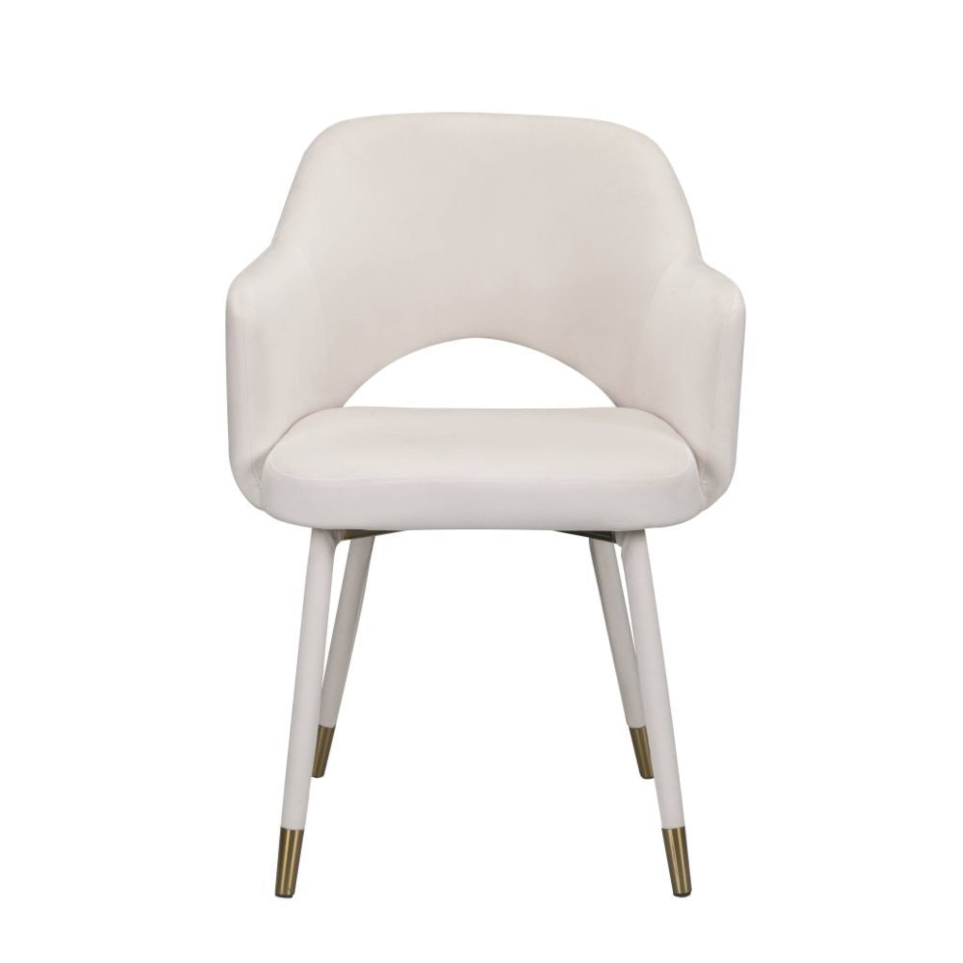 CasaFoyer Applewood Accent Chair - Cream Velvet Upholstery, Contemporary Design, Golden-Tipped Spindle Legs