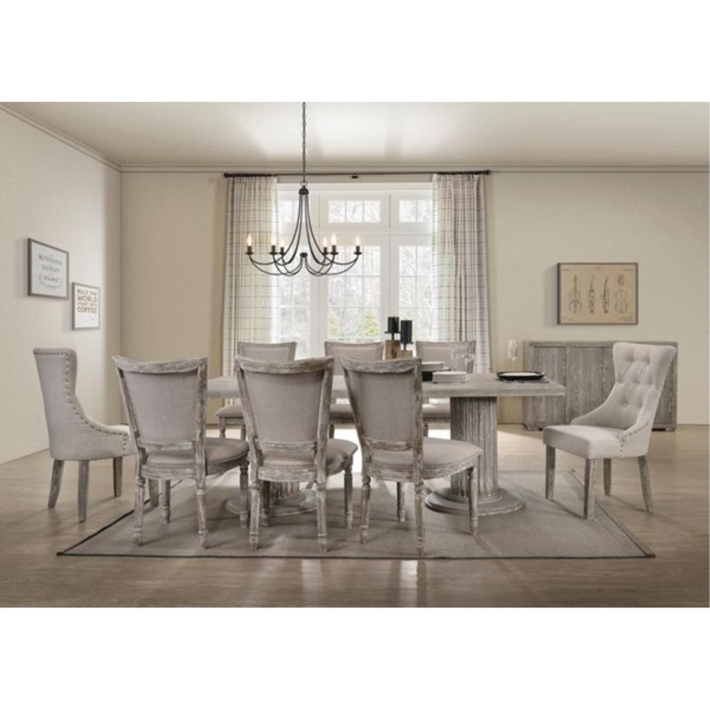 CasaFoyer ACME Gabrian Side Chair (Set of 2) in Fabric & Reclaimed Gray - Elegant and Comfortable Dining/Living Space Chairs from Malaysia