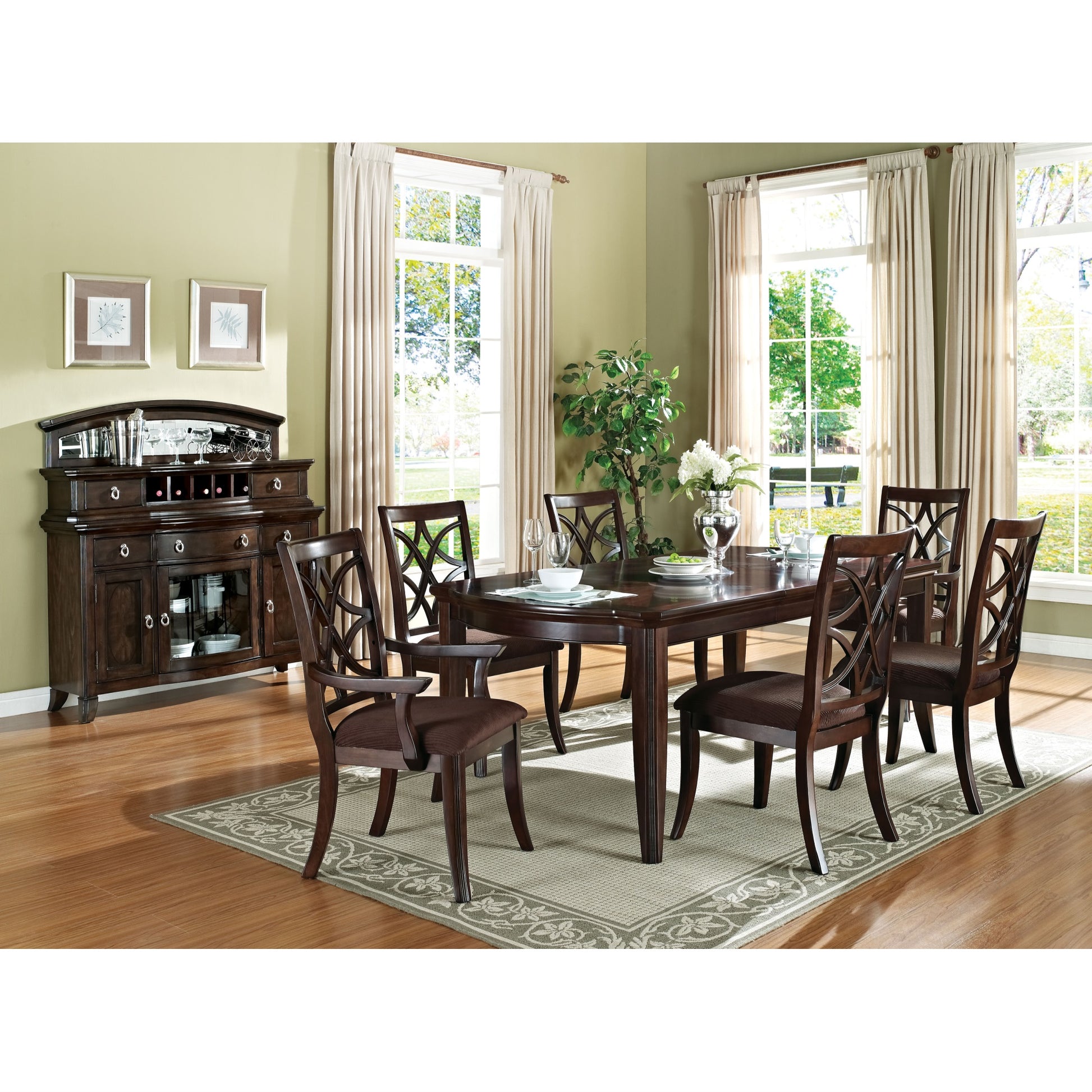 CasaFoyer Keenan Dining Table - Dark Walnut Finish | 64-82" Length | High-Quality Wood Veneer | Flared & Fluted Leg Design | Includes Leaf | Acme Furniture