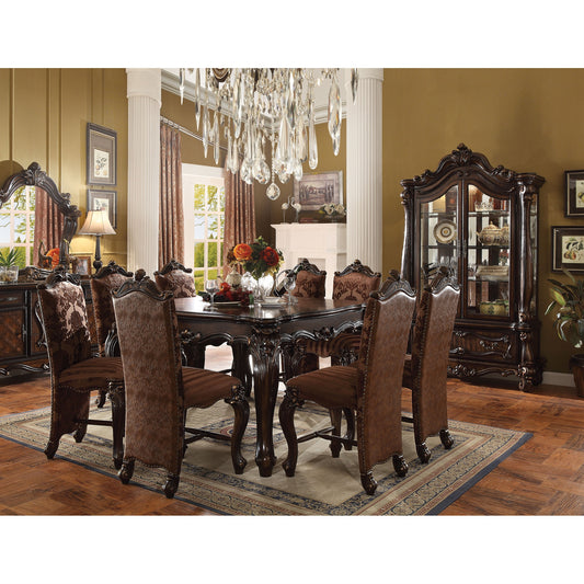 CasaFoyer Acme Furniture Versailles Counter Height Table in Cherry Oak with Scrolled Legs & Touch Light Hutch