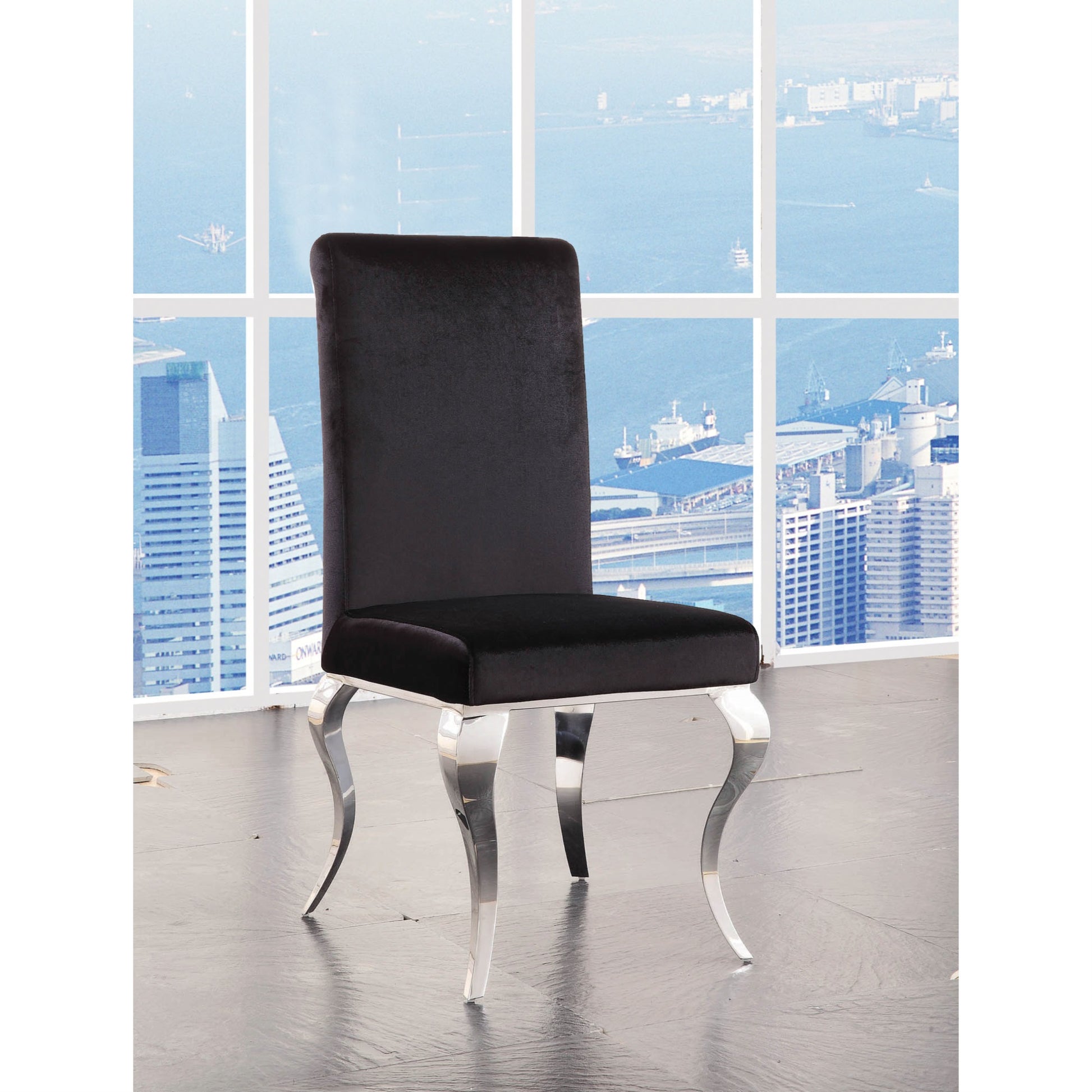 CasaFoyer Fabiola Side Chair Set-2 | Sleek Design | Fabric & Stainless Steel | Padded Cushions | Metal Cabriole Legs | Dining Height