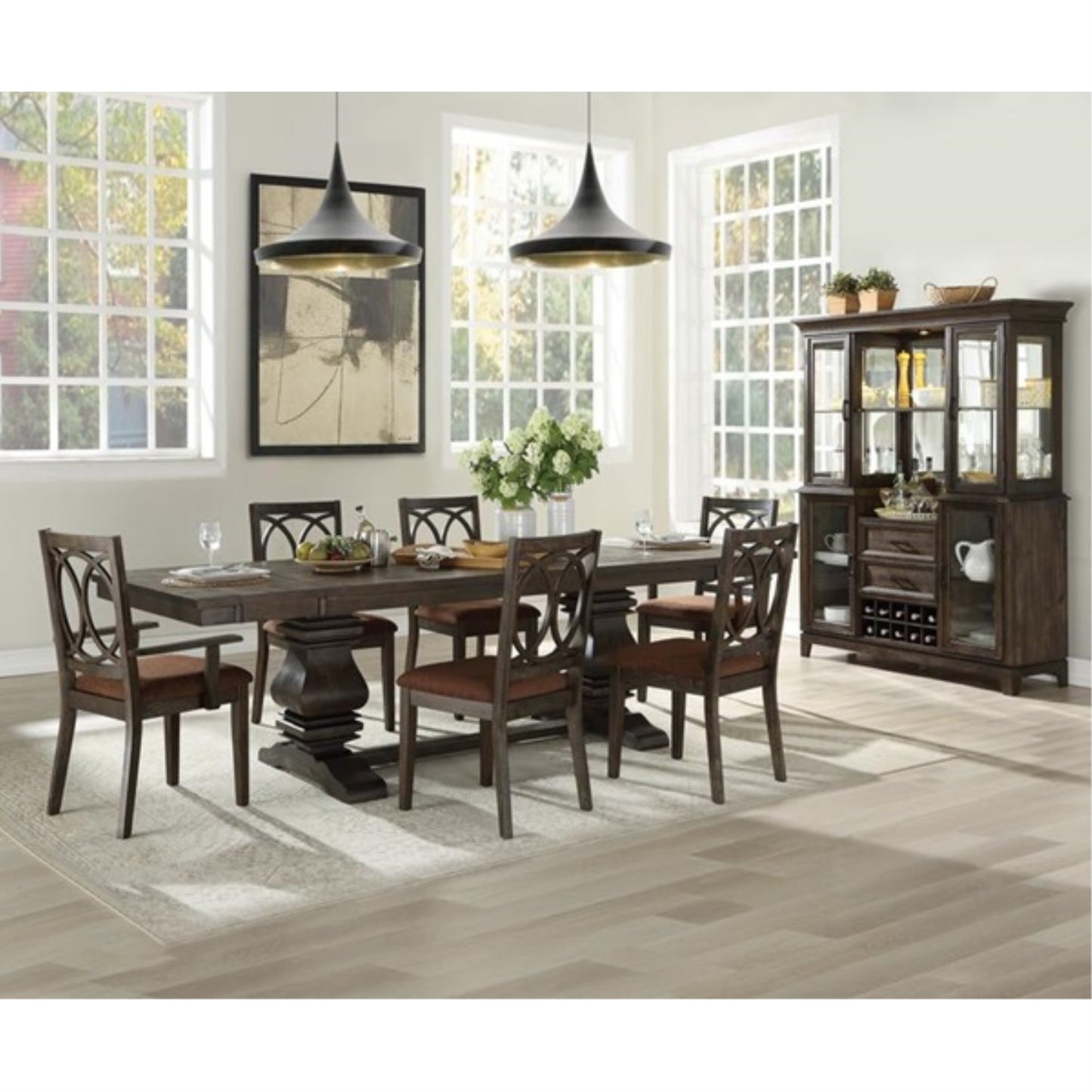 CasaFoyer ACME Jameson Arm Chair Set-2: Brown Fabric Upholstery, Espresso Finish, 2 Chairs. Enhance Your Living Space with Style & Comfort. Made in Vietnam.