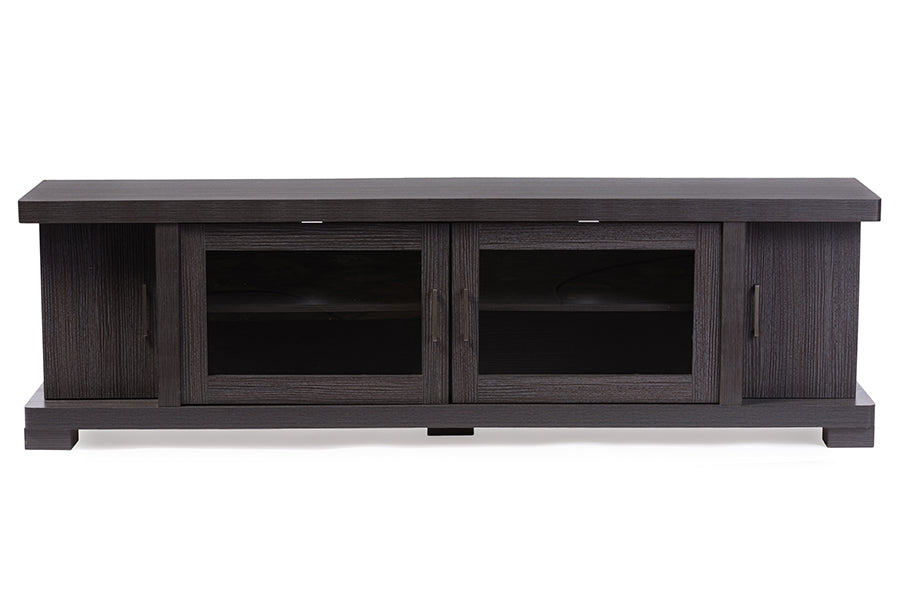 CasaFoyer Viveka Espresso TV Stand with Glass Doors, Wood Cabinets, and Ample Storage | Fits up to 75" Flat Screen TV | Stylish and Functional | Easy Assembly | Made in Malaysia